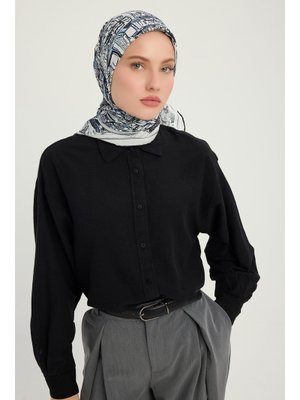 ŞALESS 90x90 Cm Yankılar Şehri İndigo Vierra Desenli Viskon Eşarp