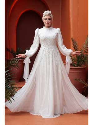 Neva Style Boncuk İşlemeli Beyaz 5283b
