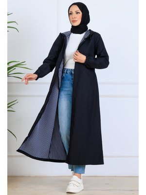 Benguen Siyah İçi Desenli Uzun Kap