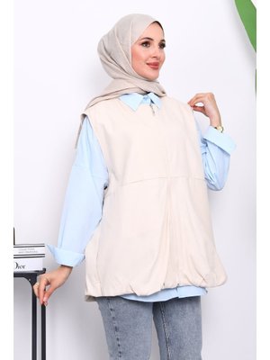 İmaj Butik Taş Fermuarlı Oversize Astarlı Yelek