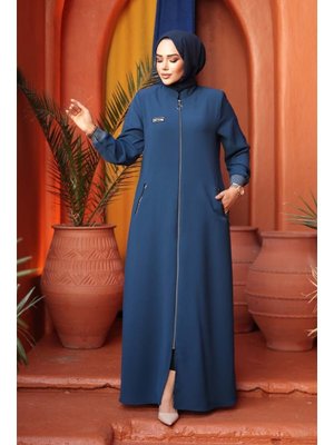 Neva Style Fermuarlı İndigo Mavisi Ferace 26371ım