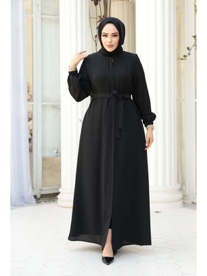 Neva Style Kemerli Siyah Ferace 26391s