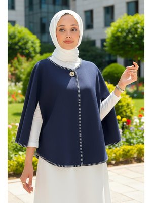 Salih Çelebi Lacivert Tek Düğmeli Kaşe Panço