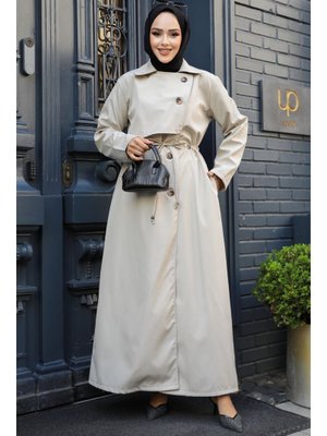 Neva Style Düğmeli Bej Trençkot 684bej