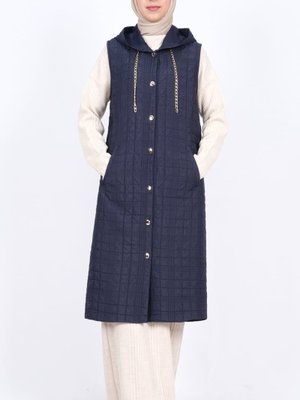 Podyumplus Laci Kapüşonlu Zincir Detaylı Cepli Kapitone Yelek