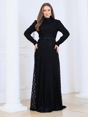 Elben Moda Siyah Lina Tesettür Abiye Elbise