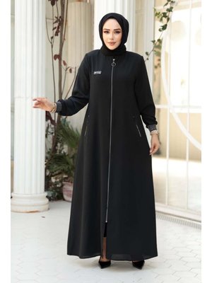 Neva Style Fermuarlı Siyah Ferace 26371s