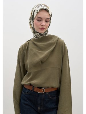 FRESHSCARFS Bej Gısele Desen Pamuklu Viskon Eşarp