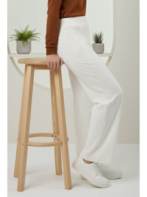 Benguen Taş Rengi Beli Lastikli İpli Triko Pantolon