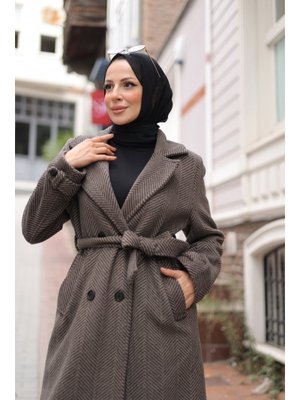 Kadeem Giyim Zühre Kuşaklı Balık Sırtı Kaşe