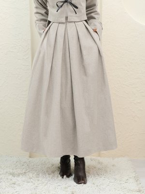 Podyumplus Taş Pileli Fermuarlı Kaşe Etek