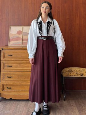 Ceylan Otantik Bordo Poliviskon Kolej Etek