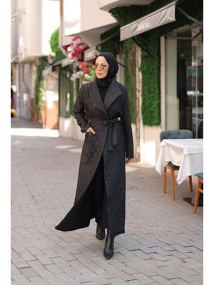 Kadeem Giyim Rüyam Jakarlı Şal Yaka Kapitone Mont