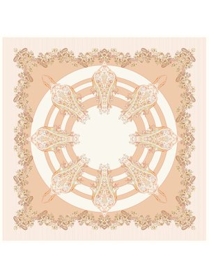 19v69 ITALIA Somon Desenli İtalyan Şifon Eşarp Askısı İle Birlikte 110x110 Cm