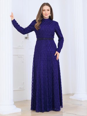 Elben Moda Mor Lina Tesettür Abiye Elbise