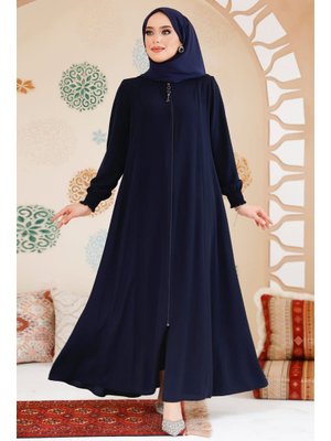 Neva Style Fermuarlı Lacivert Ferace 45294l