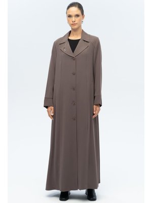 Olcay Vizon A Ceket Yaka Broş Detaylı Astarlı Büyük Beden Pardesü