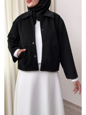 Salih Çelebi Siyah Kanguru Cepli Ceket