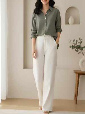 Podyumplus 20647gml Sedef Düğmeli Kısa Gömlek