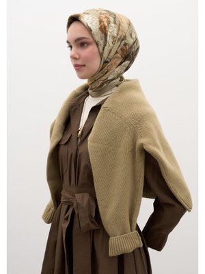 FRESHSCARFS Bej Rosıne Desen Pamuklu Viskon Eşarp Naturel