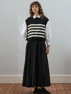 Ceylan Otantik Siyah Fırfır Detay Poliviskon Etek