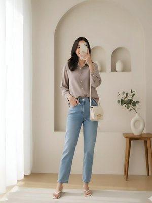 Podyumplus 20647gml Sedef Düğmeli Kısa Gömlek