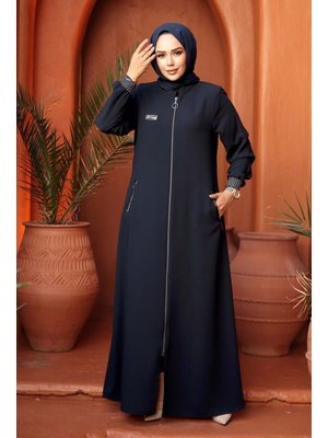 Neva Style Fermuarlı Lacivert Ferace 26371l