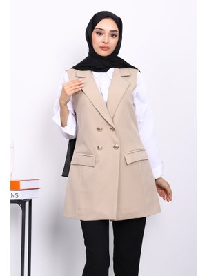 İmaj Butik Taş Düğmeli Cepli Yelek