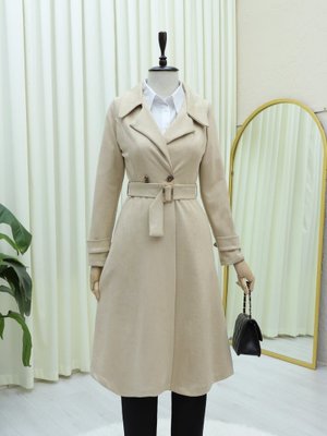 Podyumplus Bej Beli Kemerli Cepli Süet Kap