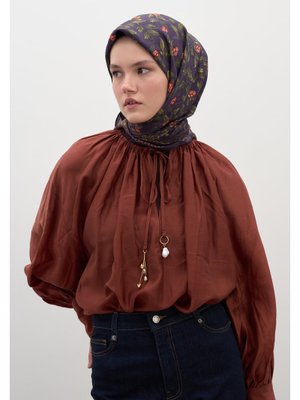 FRESHSCARFS Mor Leana Desen Pamuklu Viskon Eşarp
