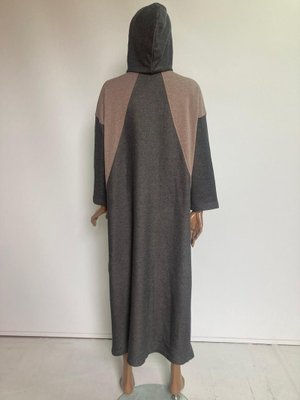 Plistre 2275_ Spor Oversize Kapüşonlu Çıtçıtlı İplik Uzun Kap – Mevsimlik Pardesü