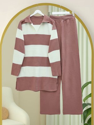 Podyumplus G.kurusu V Yaka Pantolonlu Triko Takım