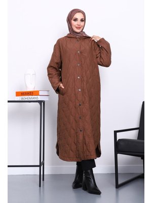 İmaj Butik Kahverengi Kapitone Kapüşonlu Kap