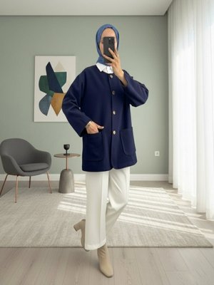 Podyumplus Laci Çift Cepli Önü Düğmeli Kaşe Ceket