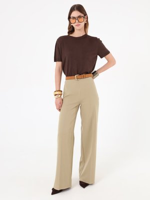Refka Palazzo Kalıp Yandan Fermuarlı Klasik Pantolon Açık Haki