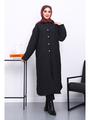 İmaj Butik Siyah Kapitone Kapüşonlu Kap