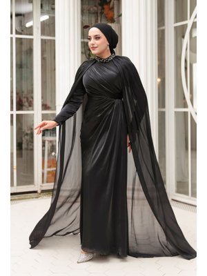 Neva Style Pelerinli Siyah 54391s