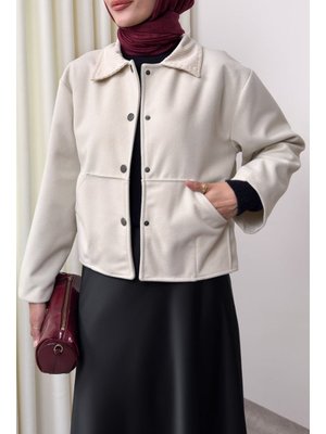 Salih Çelebi Ekru Kanguru Cepli Ceket