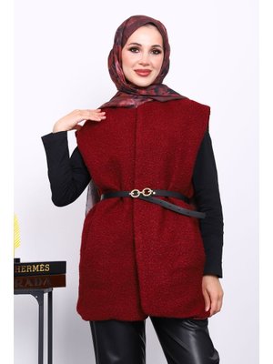 İmaj Butik Bordo Buklet Astarlı Yelek
