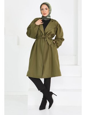 Tofisa Haki Kuşaklı Kolu Lastikli Miranda Trençkot