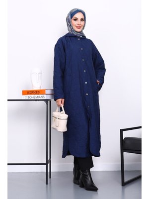 İmaj Butik Lacivert Kapitone Kapüşonlu Kap