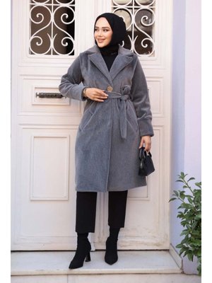 Neva Style Kemerli Gri Süet Kap 62451gr