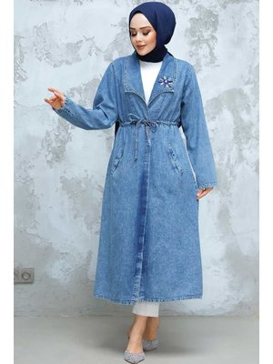 Neva Style Boncuk İşlemeli Kot Koyu Mavi Kap 6823km