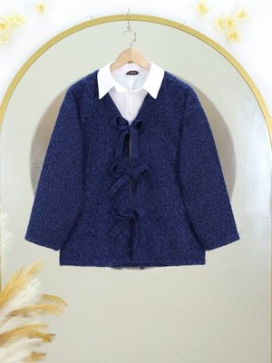 Podyumplus Laci Önü Bağlamalı Kırçıllı Kaşe Ceket