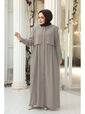 Neva Style Düğmeli Bej Ferace 26441bej