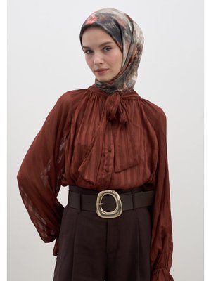 FRESHSCARFS Kiremit Evelyne Desen Pamuklu Viskon Eşarp