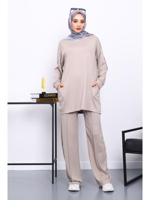 İmaj Butik Taş Yan Cepli Omuz Parçalı Alt Çımalı Modal Takım