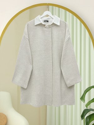 Podyumplus Taş Çift Düğmeli Salaş Triko Panço