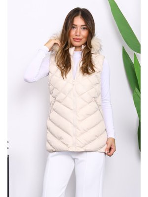 İmaj Butik Bej Kapüşonlu Cepli Şişme Yelek