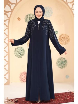 Neva Style Boncuk İşlemeli Açık Lacivert Abaya 29110al
